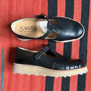 Black Leather Mary Jane Shoes